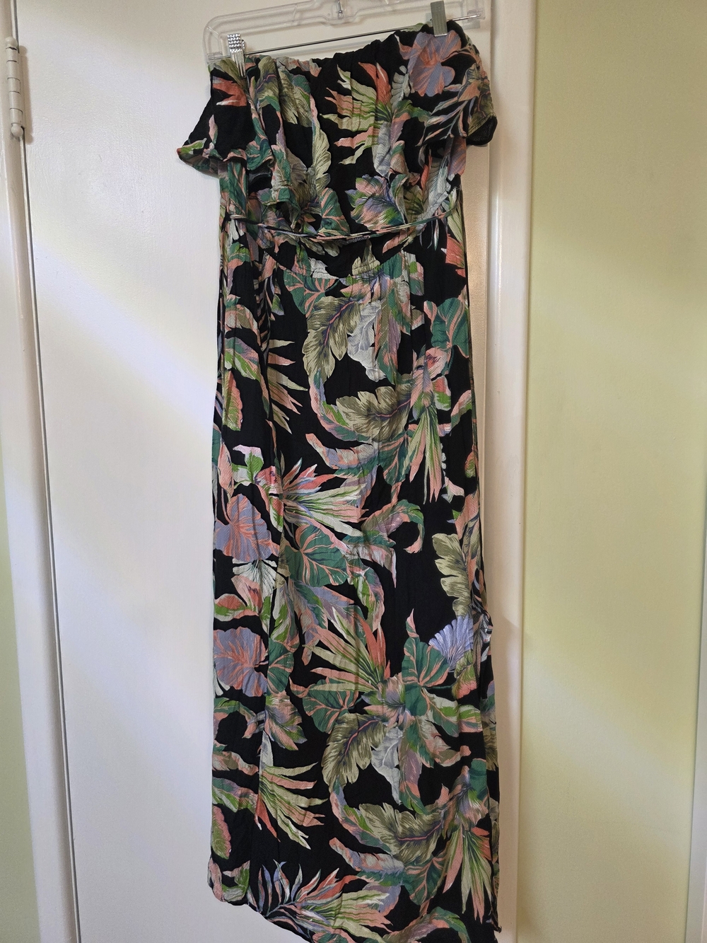 City Chic Tropical Leaf Print Strapless Maxi Dress XL